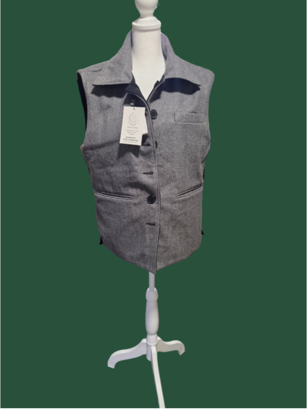 New with Tags The Wool Maker Reversible Black & Gray Wool Vest – Size L / XL